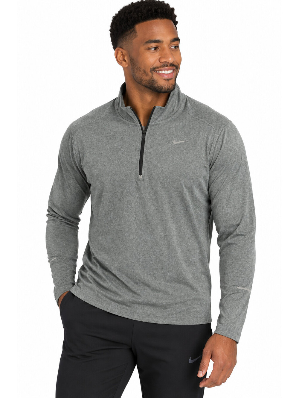 Nike DRI-FIT Element 1/4 Zip Running Pullover Men XL Gray Long Sleeve